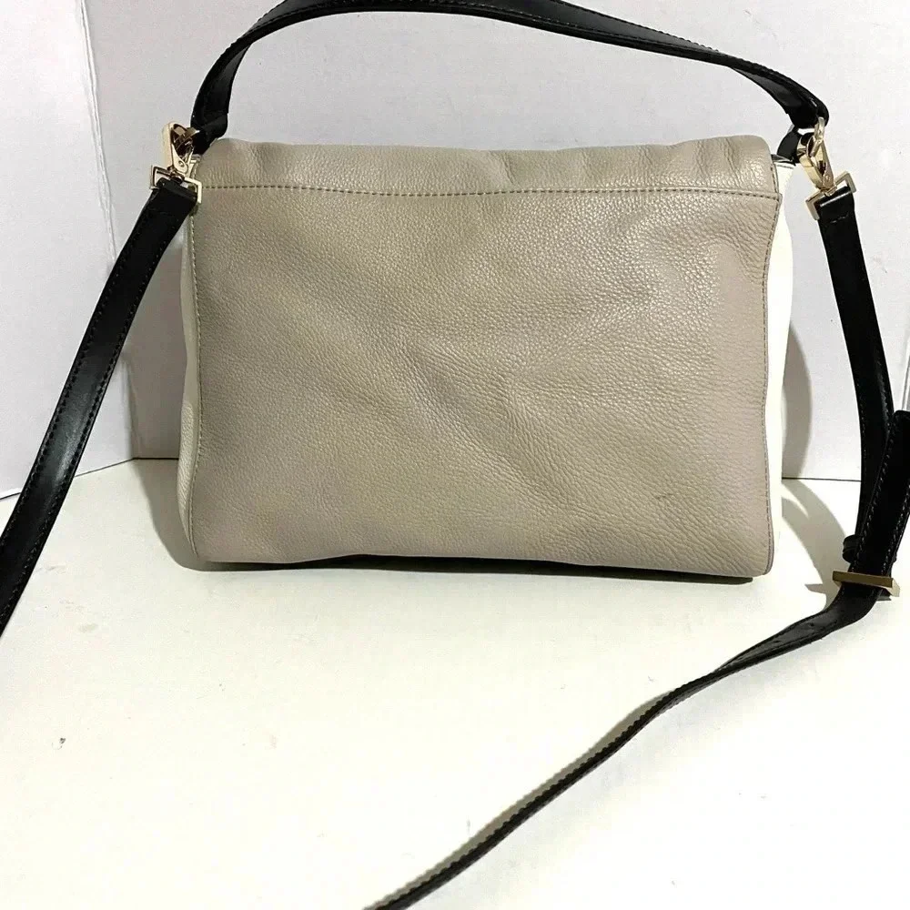 Kate spade grey white black leather satchel handbag
